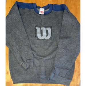 Vintage Wilson Crewneck Sweatshirt Mens Size L Authentic‎ Blue Gray 90’s Logo